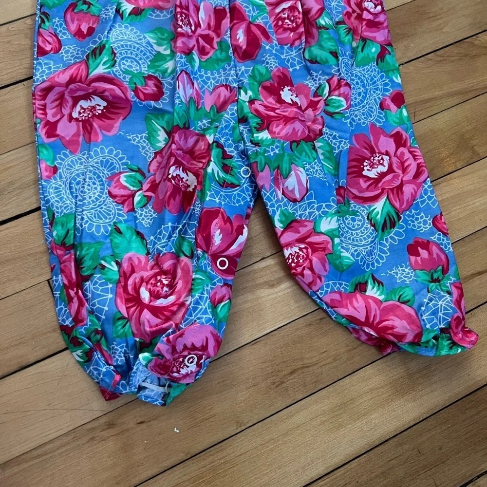 Vintage floral print infant jumpsuit‎ lace collared one piece